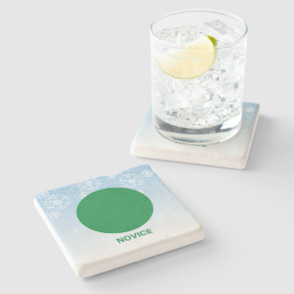 Novice Skier Green Circle Trail Sign Stone Coaster