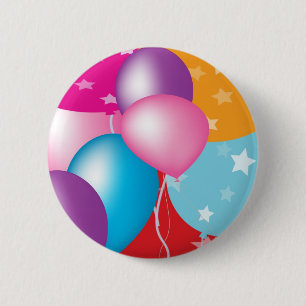 NOVINO Celeberations - Baloons,Stars n Hearts 6 Cm Round Badge