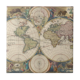 Novissima Totius Terrarum Orbis Tabula Ceramic Tile