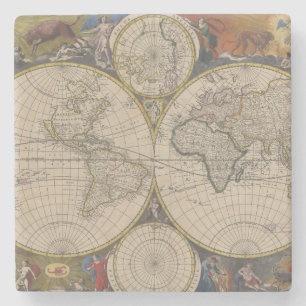 Novissima Totius Terrarum Orbis Tabula Map Stone Coaster