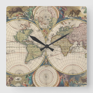 Novissima Totius Terrarum Orbis Tabula Square Wall Clock