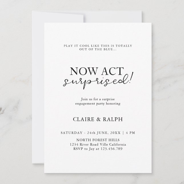 Now Act Surprised! | Modern Surprise Engagement Invitation (Front)