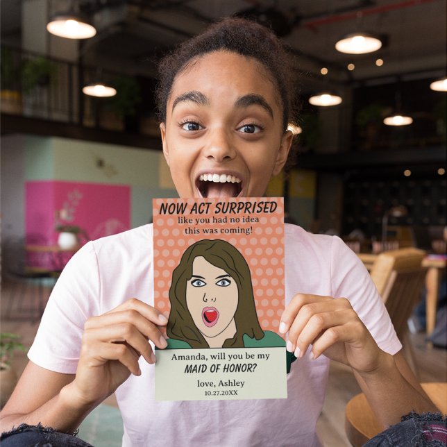 Now Act Surprised | Retro Pop Art Maid Of Honour Invitation (Creator Uploaded)