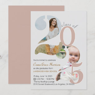 Now and Then Class of 2025 Personalised Graduation Invitation