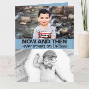 Now and then father's day with son's pictures card