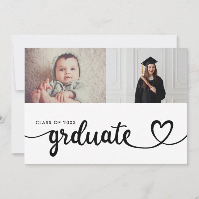 Now and Then Graduation Party – Baby Photo to Grad Invitation (Front)