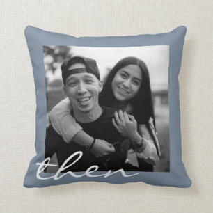 Now and Then Love Story Two Photo Anniversary Cushion