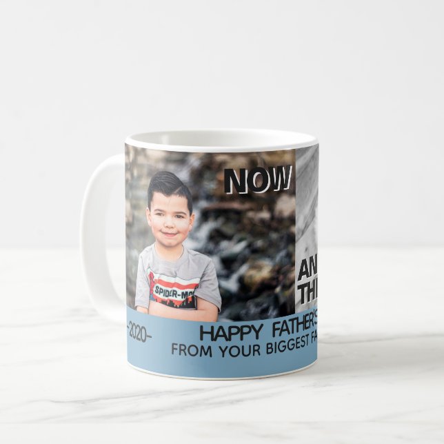 Now and then with pictures growing boy fathers day coffee mug (Front Left)