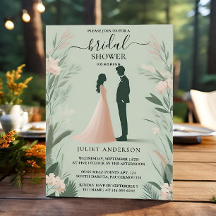 Now Blush Peach Mint Moss Sage Green Bridal Shower Invitation
