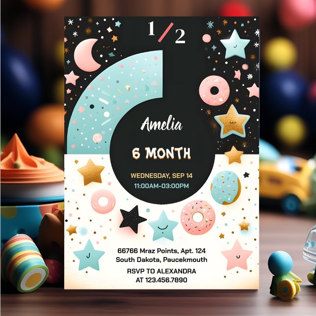Now Boy Girl 6 Month Half Year Party Half Birthday Invitation (Creator Uploaded)