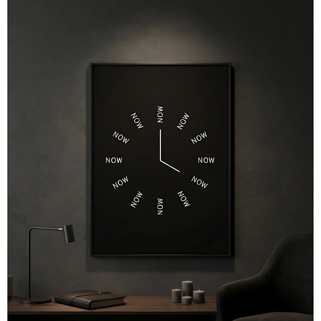 NOW Clock Black and White Mindfulness Poster (Creator Uploaded)