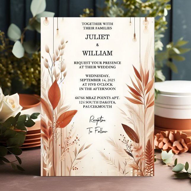 Now Desert Rustic Boho Autumn Ombre Brown Wedding Invitation (Creator Uploaded)