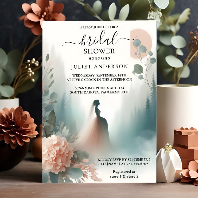 Now Eucalyptus Lace Tulle Dusty Blue Bridal Shower Invitation (Creator Uploaded)