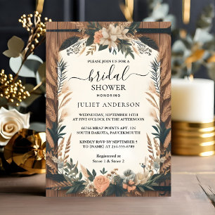 Now Garden Spring Wood Boho Rustic Bridal Shower Invitation