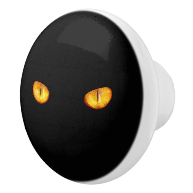 Now He Sees you Black Cat Ceramic Knob (Right)
