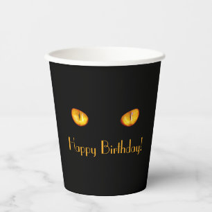 Now He Sees you Black Cat Happy Birthday Paper Cups