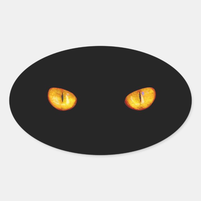 Now He Sees you Black Cat Oval Sticker (Front)