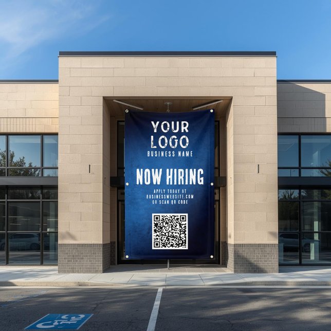 Now Hiring Banner QR Code Blue Grunge Gradient (Creator Uploaded)
