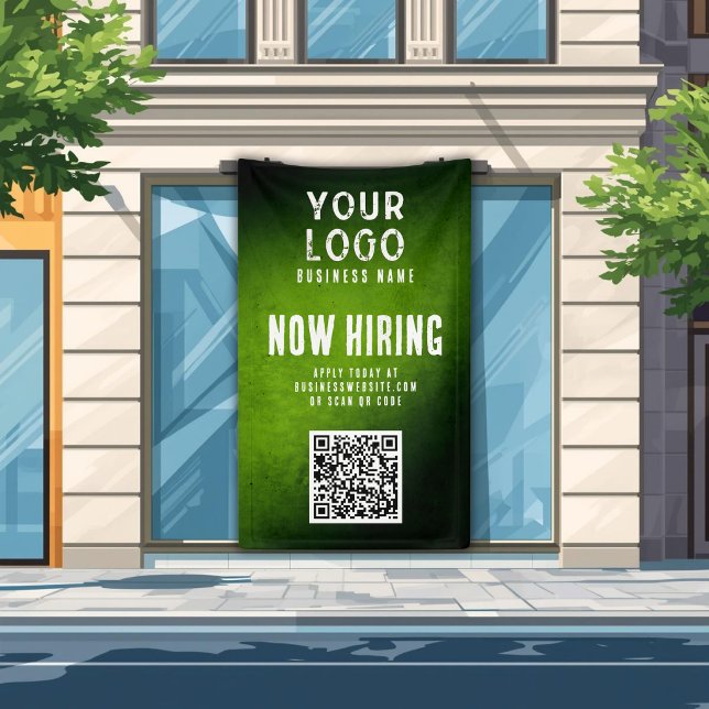 Now Hiring Banner QR Code Green Grunge Gradient (Creator Uploaded)