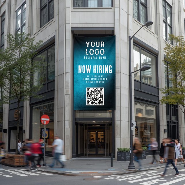 Now Hiring Banner QR Code Teal Grunge Gradient (Creator Uploaded)