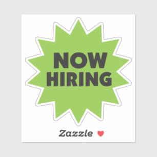 Now Hiring black on green starburst
