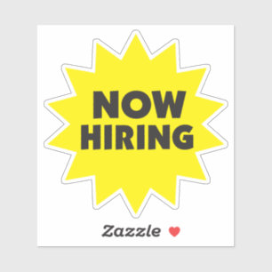 Now Hiring black on yellow starburst