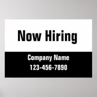 Now Hiring Black White Company Name Text Template