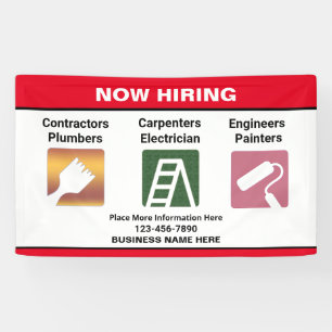 Now Hiring Business Name Custom Banner Sign