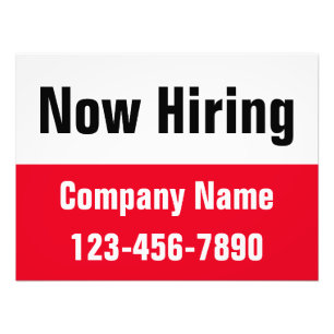 Now Hiring Business Name Phone Number Window Sign