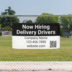 Now Hiring Delivery Drivers Business Name QR Code Banner