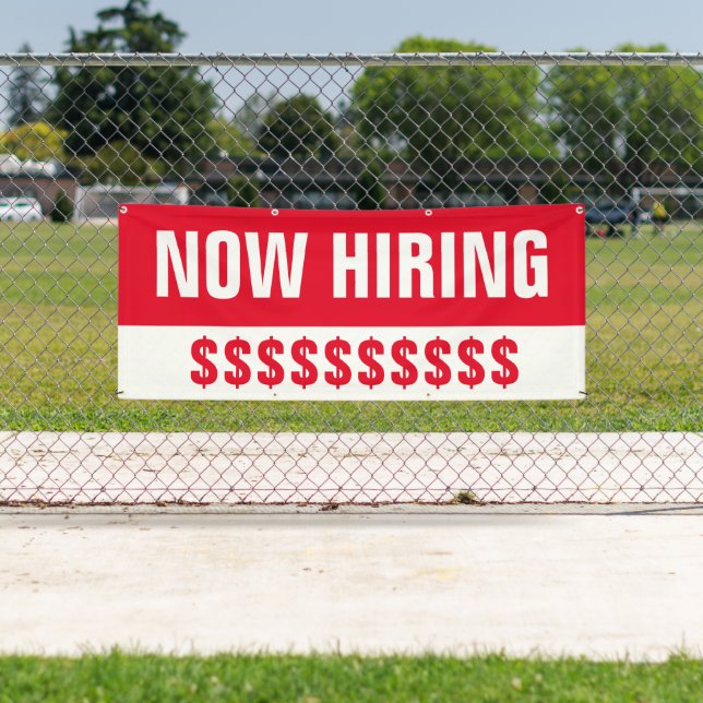 Now Hiring Dollar Signs Large Banner (Insitu)