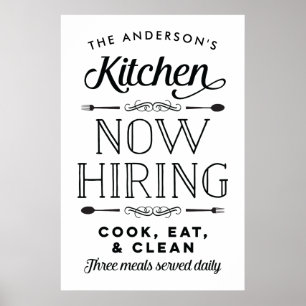 Now Hiring Fun Personalised Custom Kitchen Print