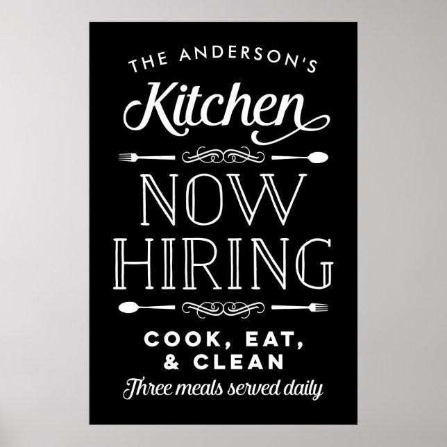 Now Hiring Fun Personalised Custom Kitchen Print (Front)