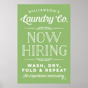 Now Hiring Fun Personalised Laundry Print Green