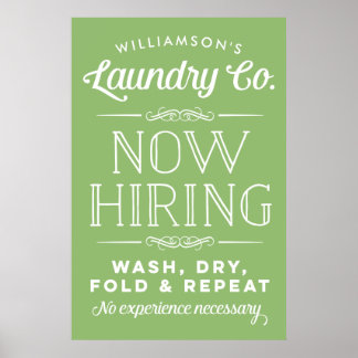 Now Hiring Fun Personalised Laundry Print Green