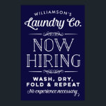Now Hiring Fun Personalised Laundry Print Navy<br><div class="desc">Hang this personalised poster print in your laundry room and bring a little bit of that rustic farmhouse vibe to your home decor. Use the customise options to create a truly one of a kind print for yourself by changing the name font and the background colour from navy blue to...</div>