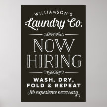 Now Hiring Fun Personalised Laundry Room Print