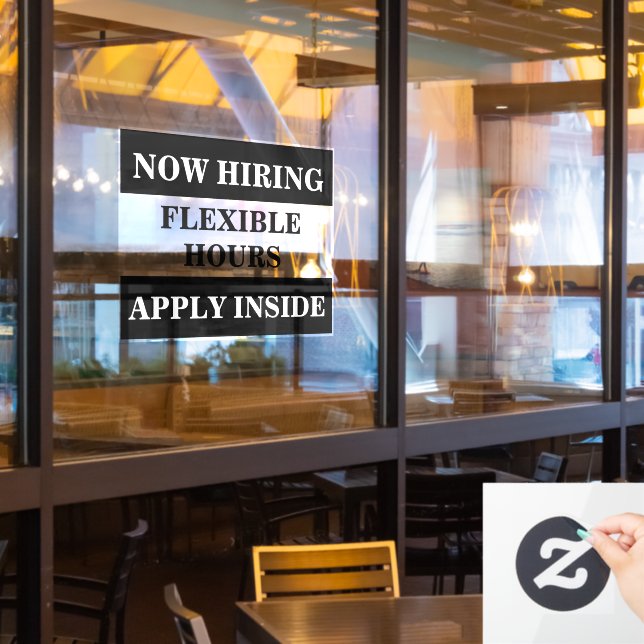 Now Hiring Help Wanted Business Employ Hire Staff (Restaurant Window)
