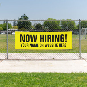 Now Hiring large outdoor banner for employment