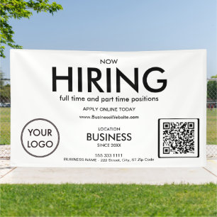 Now Hiring Modern Business Logo QR Code  Banner