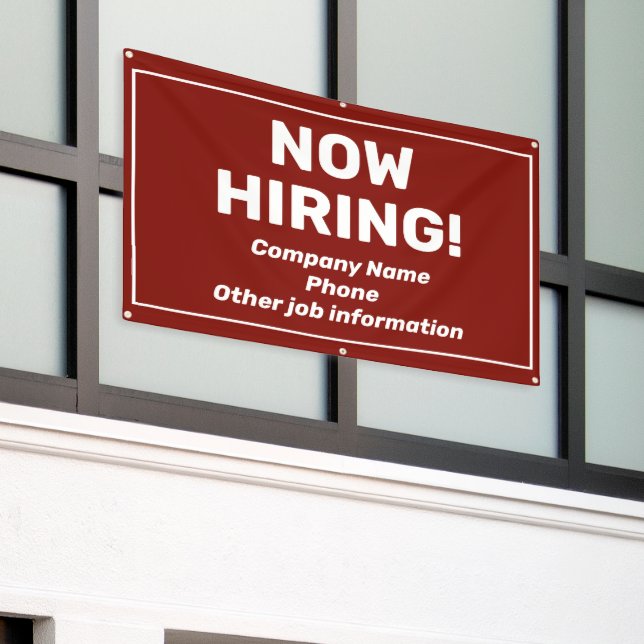 Now Hiring Personalised Banner (Outside Building)