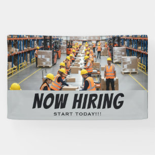 NOW HIRING Start Today Banner – Urgent Warehouse