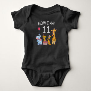 Now I am 11 years old 11th Birthday at the Zoo Baby Bodysuit