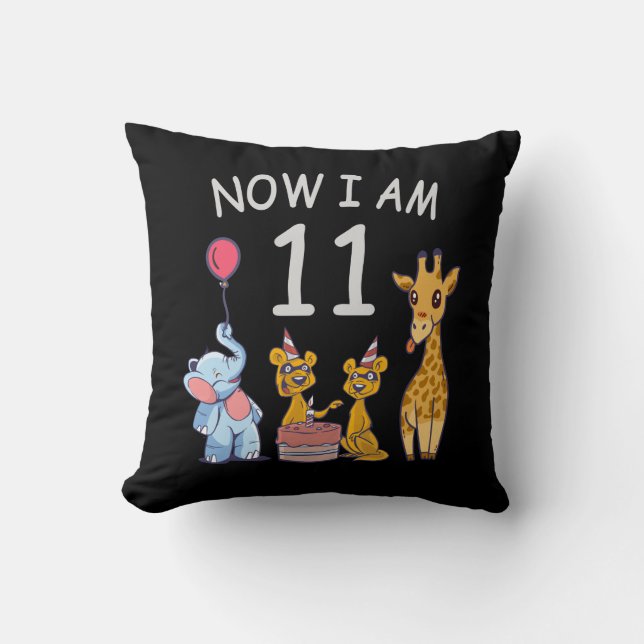 Now I am 11 years old 11th Birthday at the Zoo Cushion (Front)
