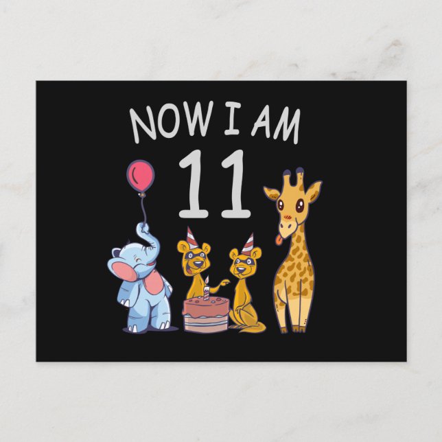 Now I am 11 years old 11th Birthday at the Zoo Postcard (Front)