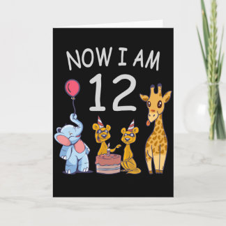 Now I am 12 years old 12th Birthday at the Zoo Card