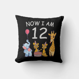 Now I am 12 years old 12th Birthday at the Zoo Cushion