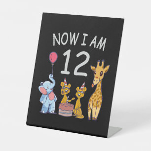 Now I am 12 years old 12th Birthday at the Zoo Pedestal Sign
