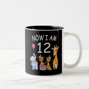 Now I am 12 years old 12th Birthday at the Zoo Two-Tone Coffee Mug