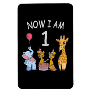 Now I am 1 year old 1st Birthday at the Zoo Baby B Magnet